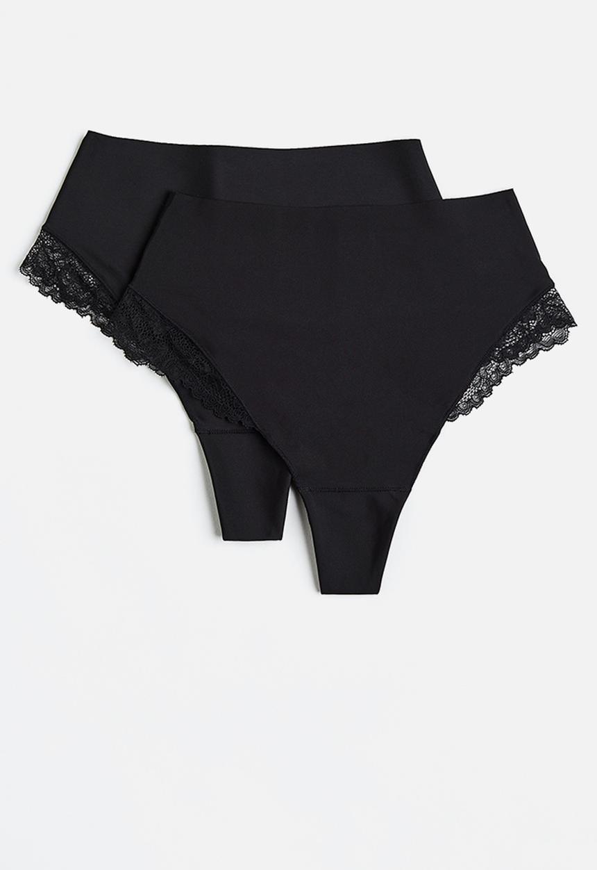 H&M - 2 Pack light shaping thong briefs - black
