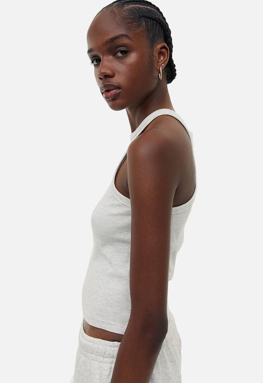 H&M - Cropped vest top - light grey marl 