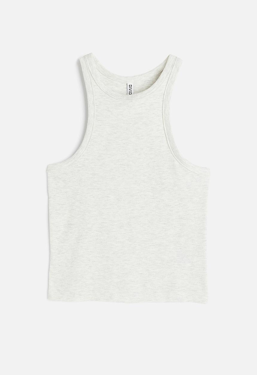 H&M - Cropped vest top - light grey marl 