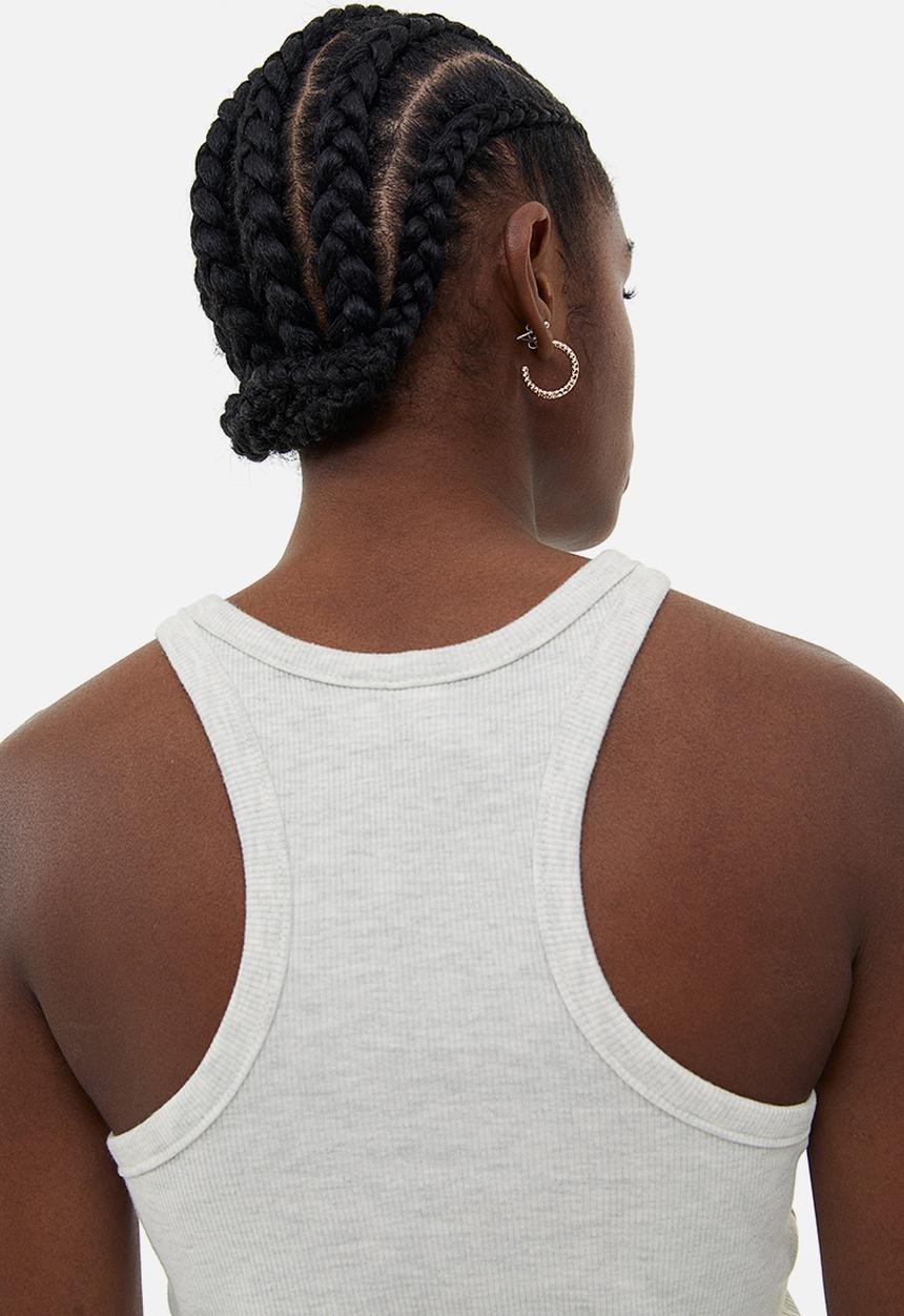 H&M - Cropped vest top - light grey marl 