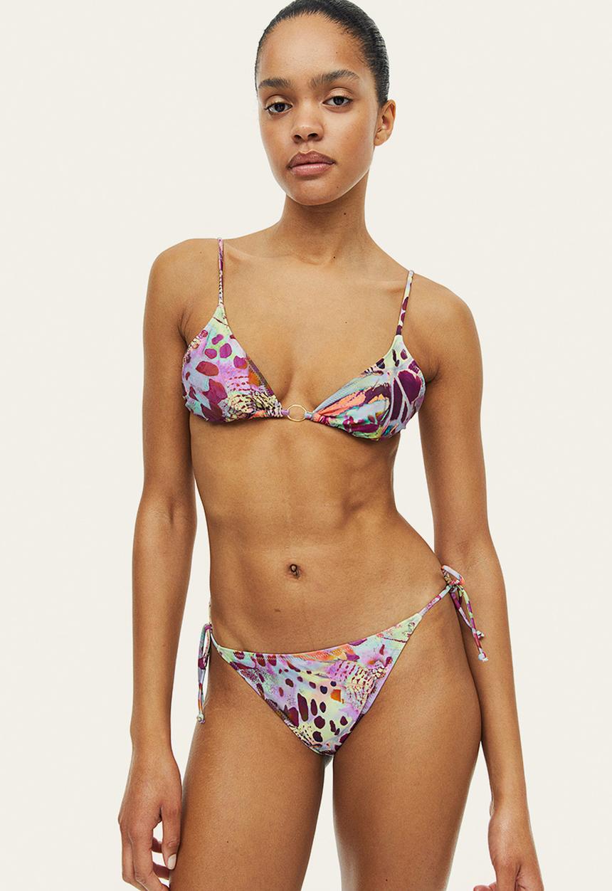 H&M - Padded triangle bikini top - purple patterned