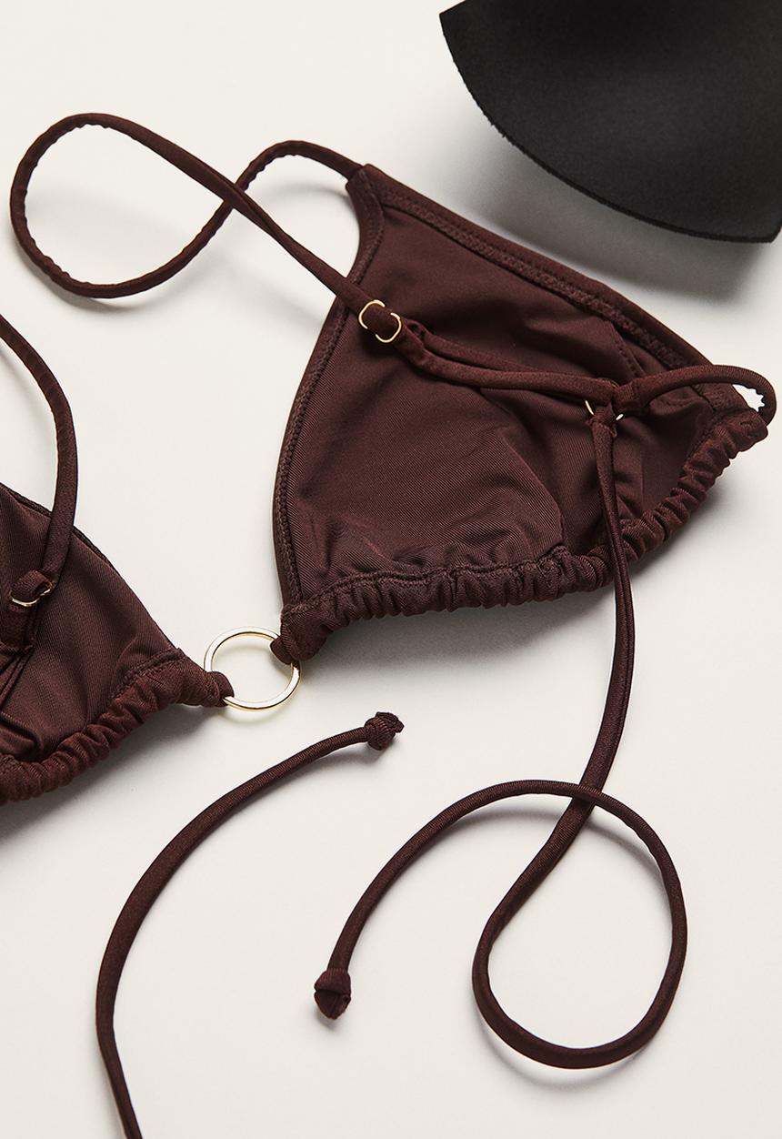H&M - Padded triangle bikini top - dark brown