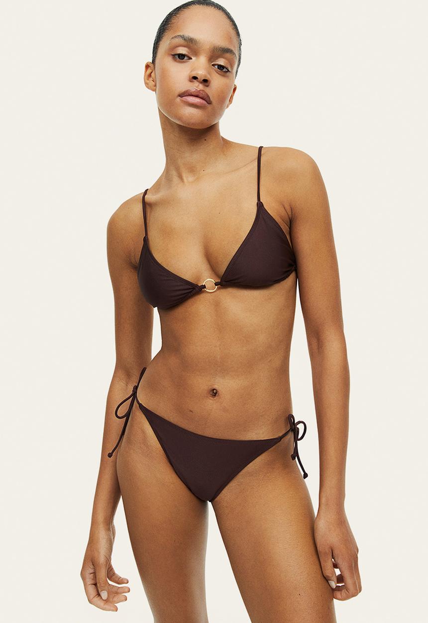 H&M - Padded triangle bikini top - dark brown