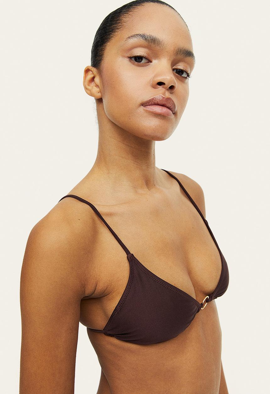 H&M - Padded triangle bikini top - dark brown