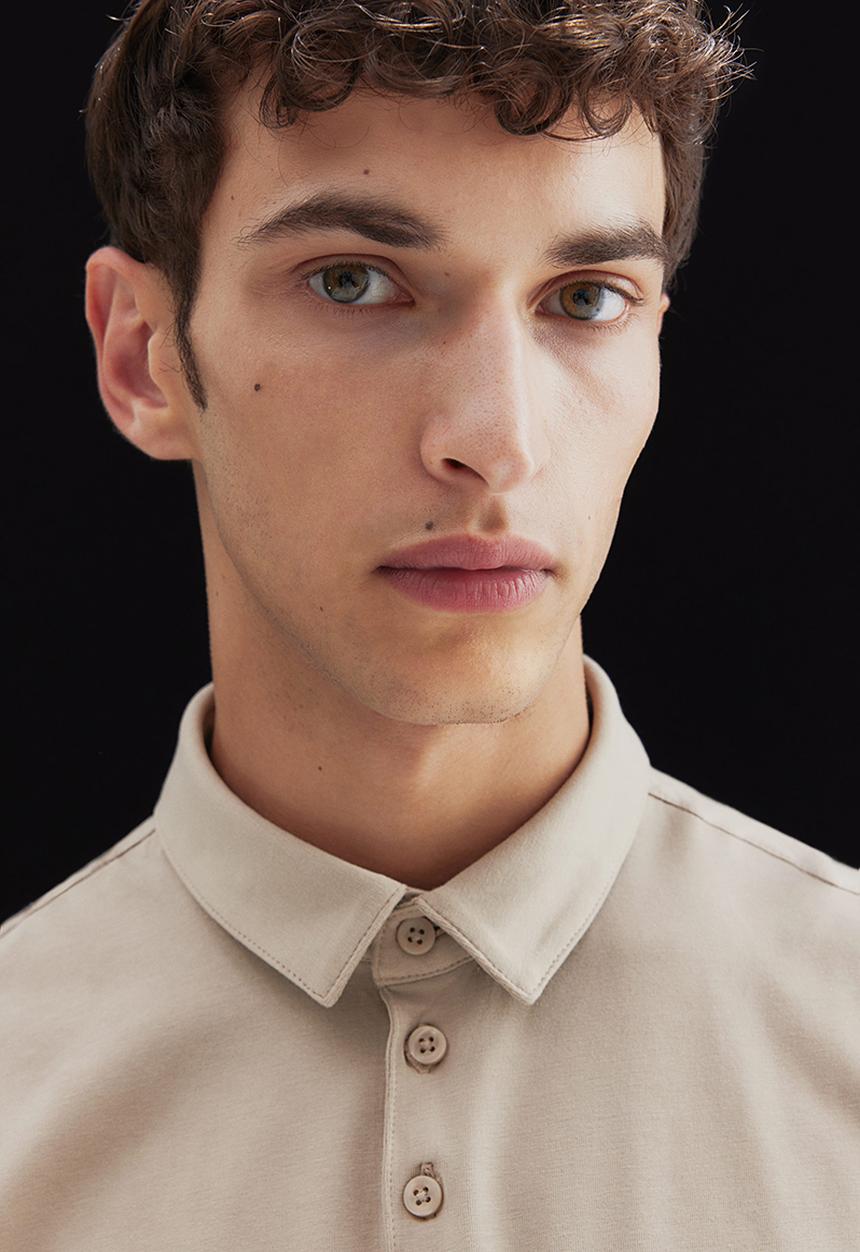 H&M - Slim fit polo shirt - light beige