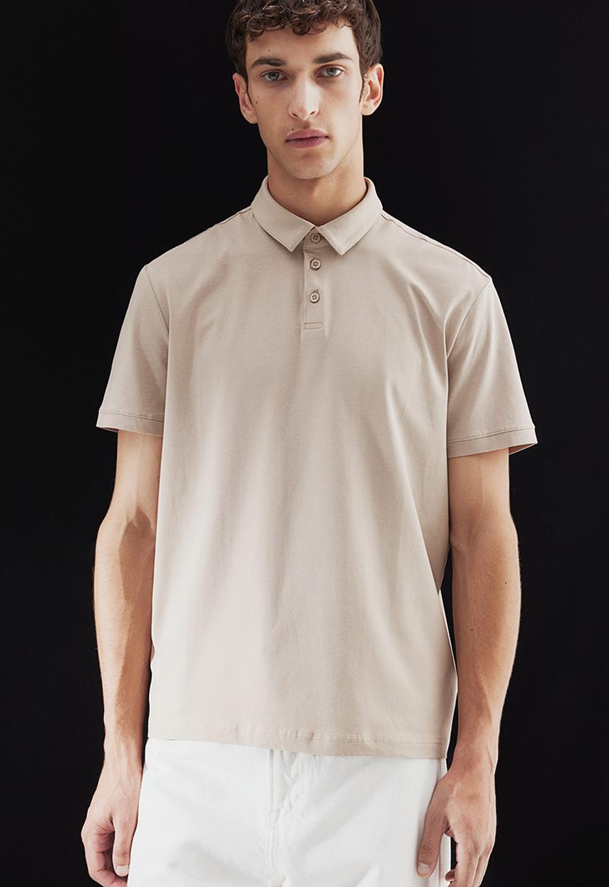 H&M - Slim fit polo shirt - light beige