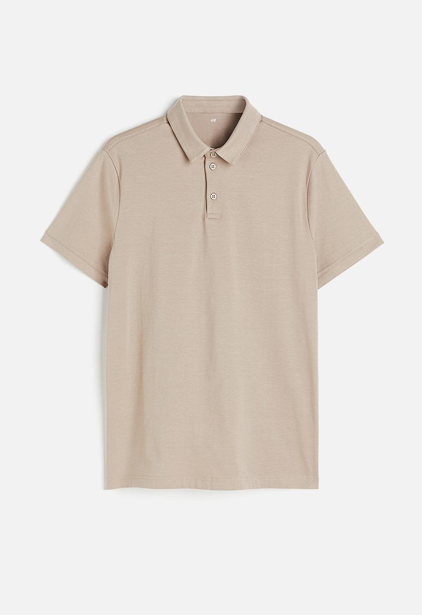 H&M - Slim fit polo shirt - light beige