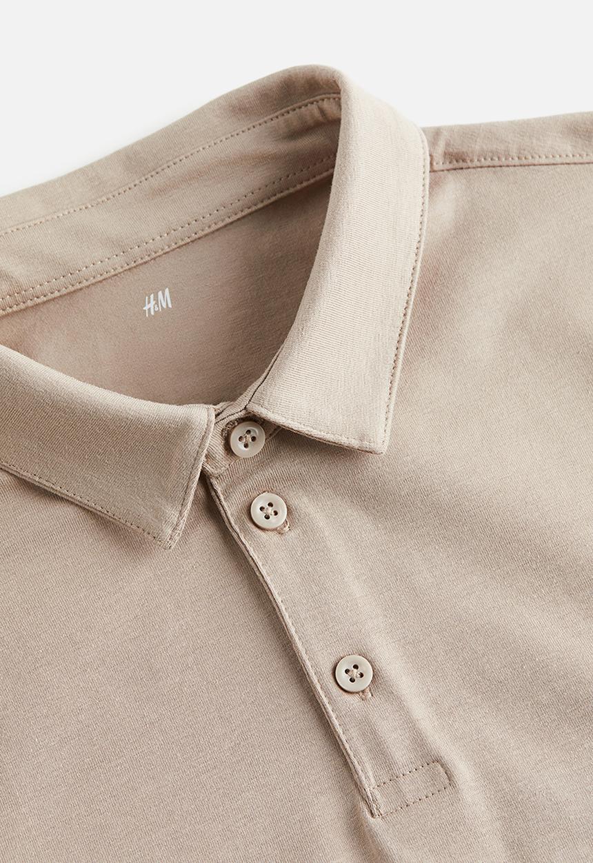 H&M - Slim fit polo shirt - light beige