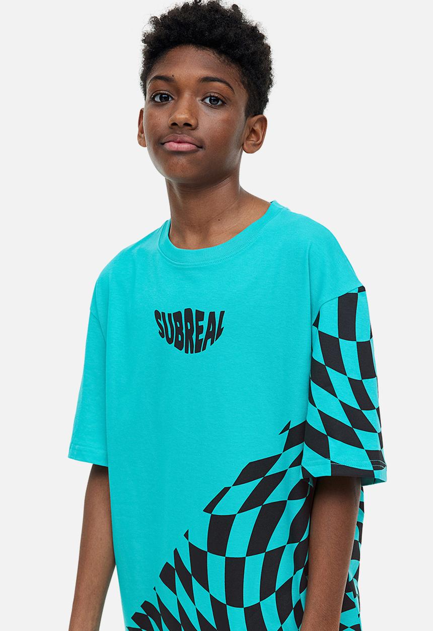 H&M - Printed jersey t-shirt - turquoise subreal 