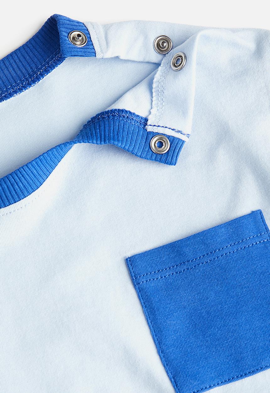 H&M - Cotton jersey t-shirt - light blue/block coloured