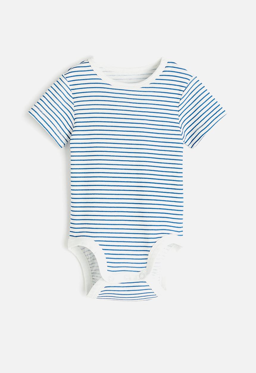 H&M - Patterned bodysuit - blue striped 