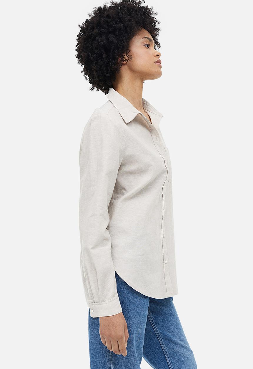 H&M - Linen-blend shirt - light beige
