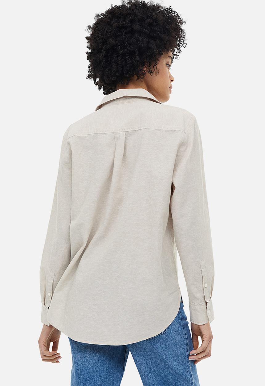 H&M - Linen-blend shirt - light beige
