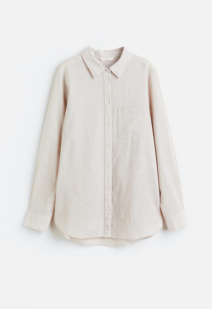 H&M - Linen-blend shirt - light beige