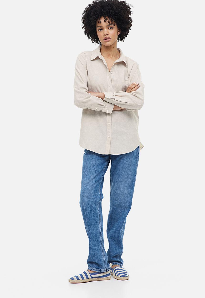 H&M - Linen-blend shirt - light beige