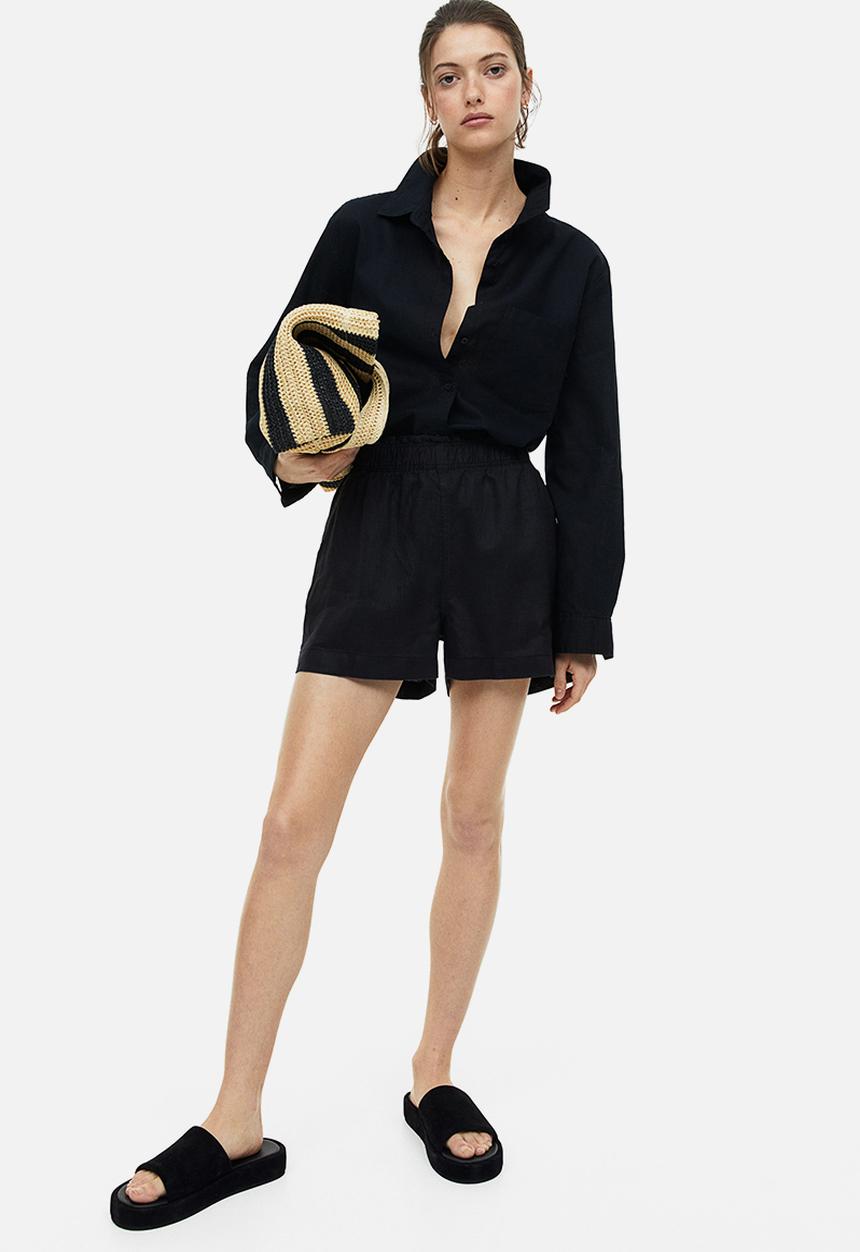 H&M - Linen shorts - black