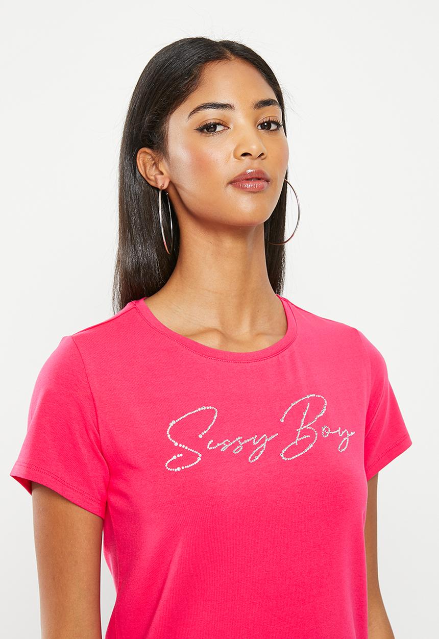 SISSY BOY - Mide: regular fit bling logo top - cerise