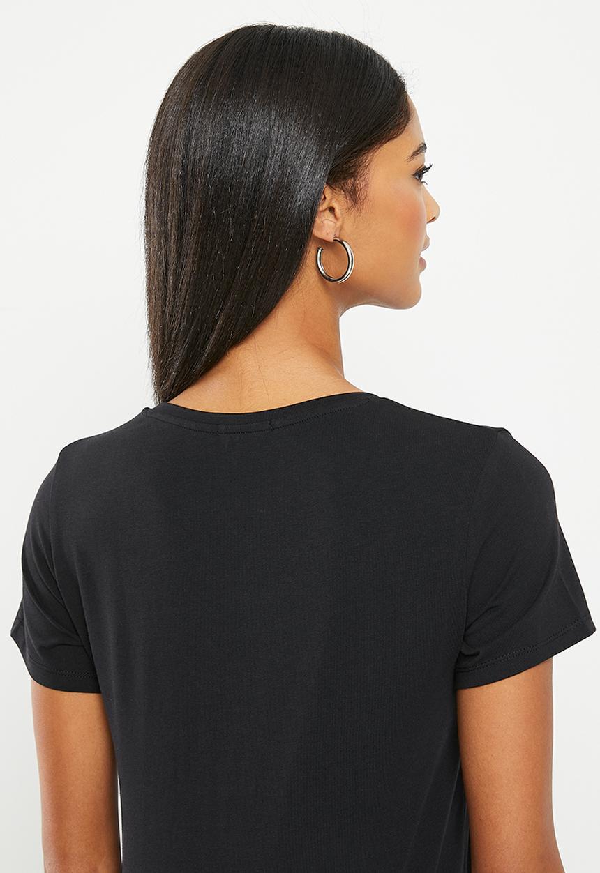 SISSY BOY - Hepburn: regular fit foil and bling logo top - black