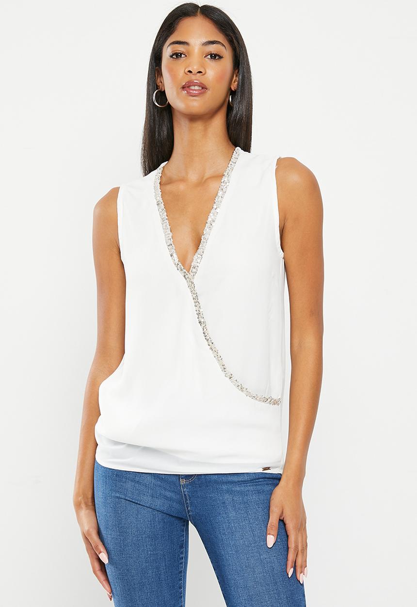 SISSY BOY - Wrapped Up: sleeveless wrap blouse - off white