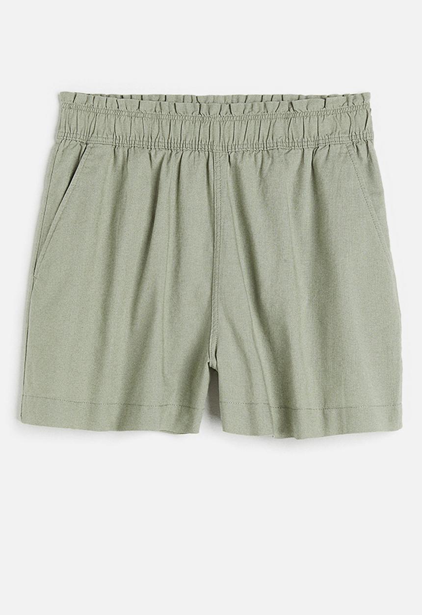 H&M - Linen shorts - light khaki green