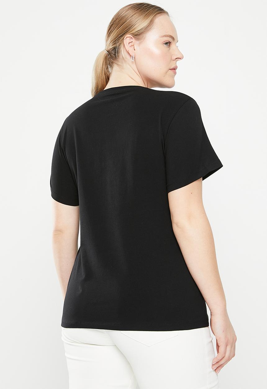 POLO - Plus zoe beaded embroidered tee - black
