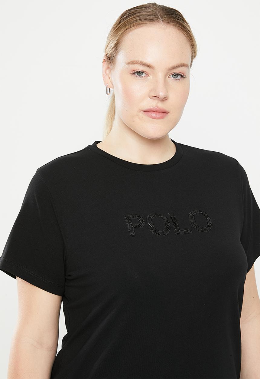 POLO - Plus zoe beaded embroidered tee - black