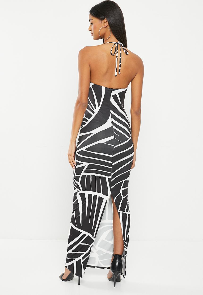 SISSY BOY - High Vibrations: printed maxi cowl dress - black & white