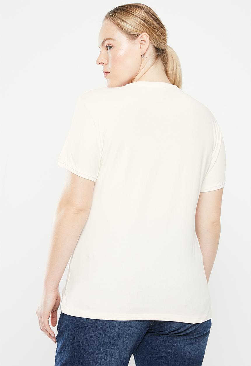 POLO - Plus roxanne printed tee - ecru