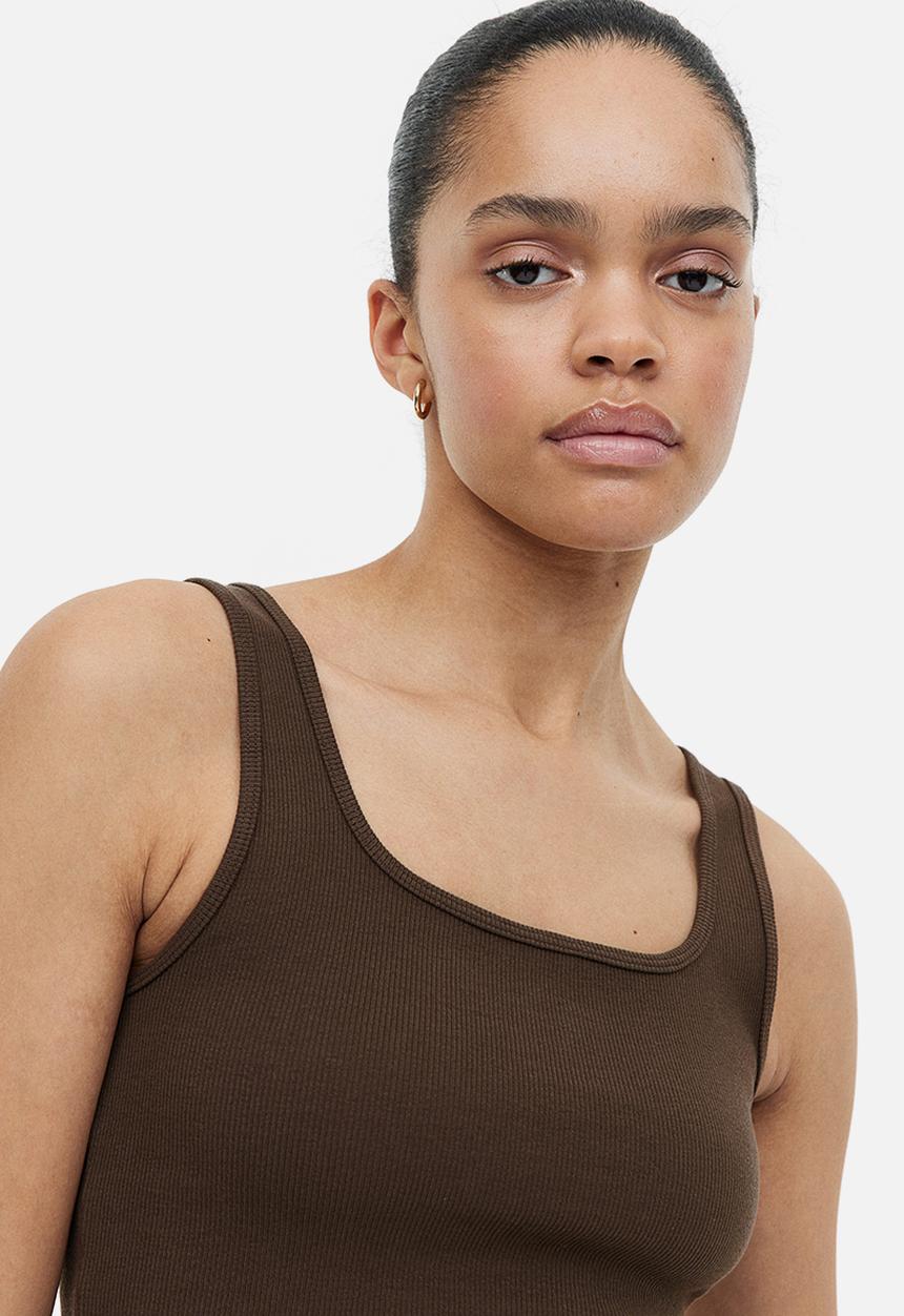 H&M - Cropped vest top - dark brown