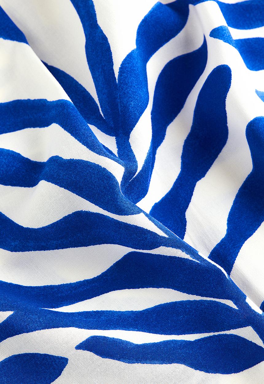 H&M - V-neck tunic - white/blue patterned