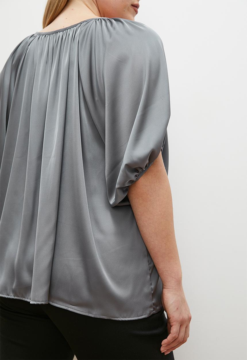 edit - Gathered keyhole blouse - grey1