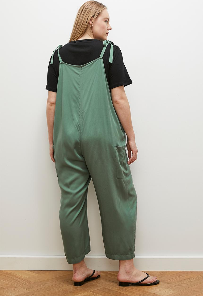 edit - Twill relaxed tapered dungaree - olive
