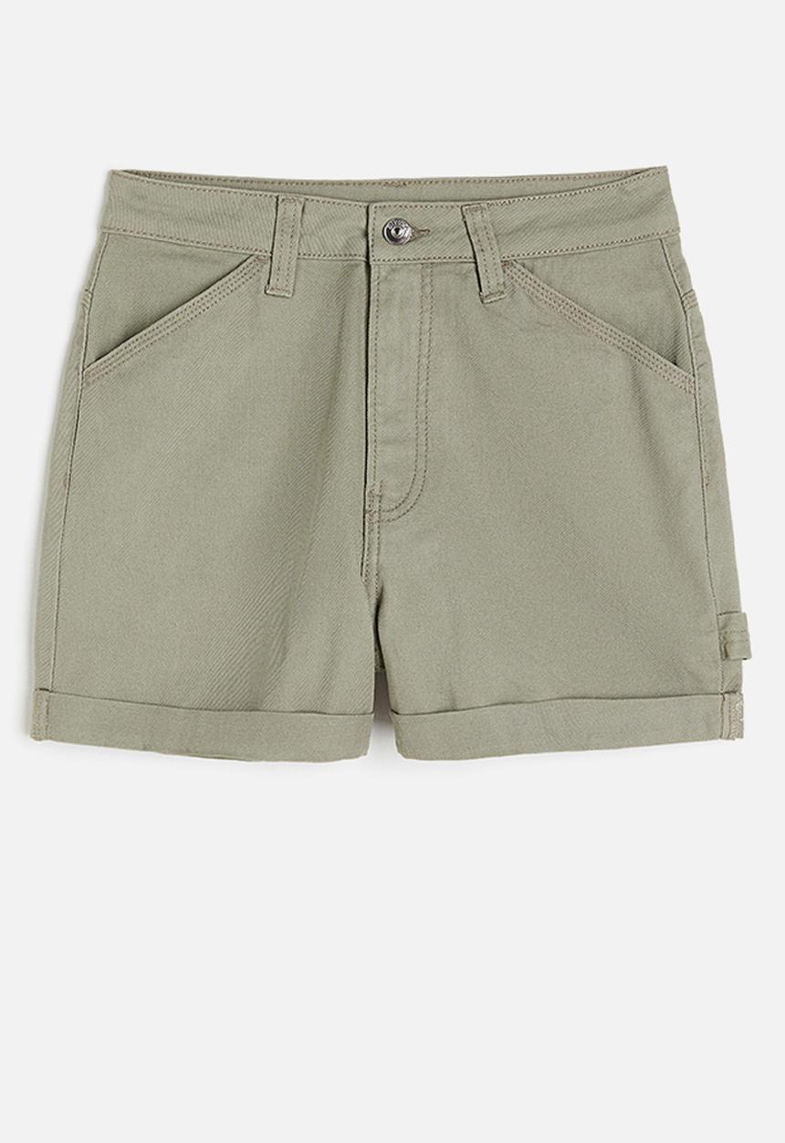 H&M - High-waisted cargo shorts - light khaki green