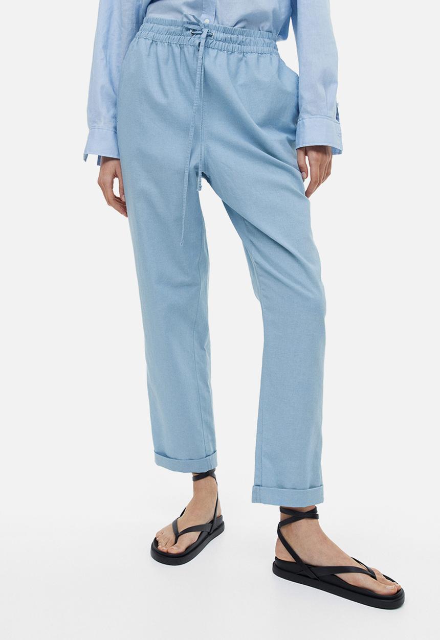 H&M - Linen joggers - light blue