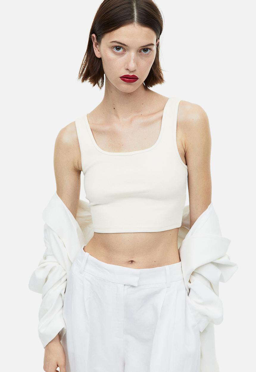 H&M - Cropped vest top - white