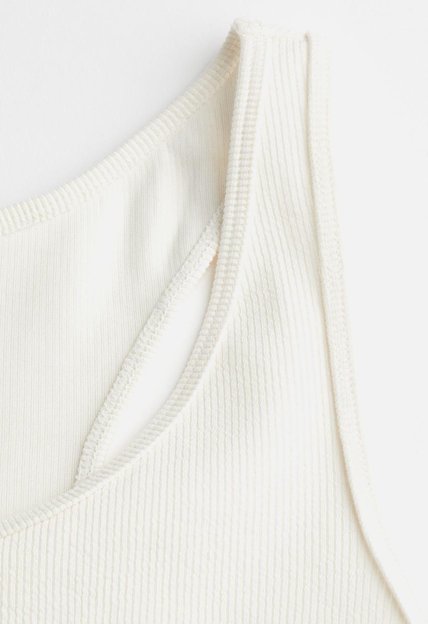 H&M - Ribbed thong body - white