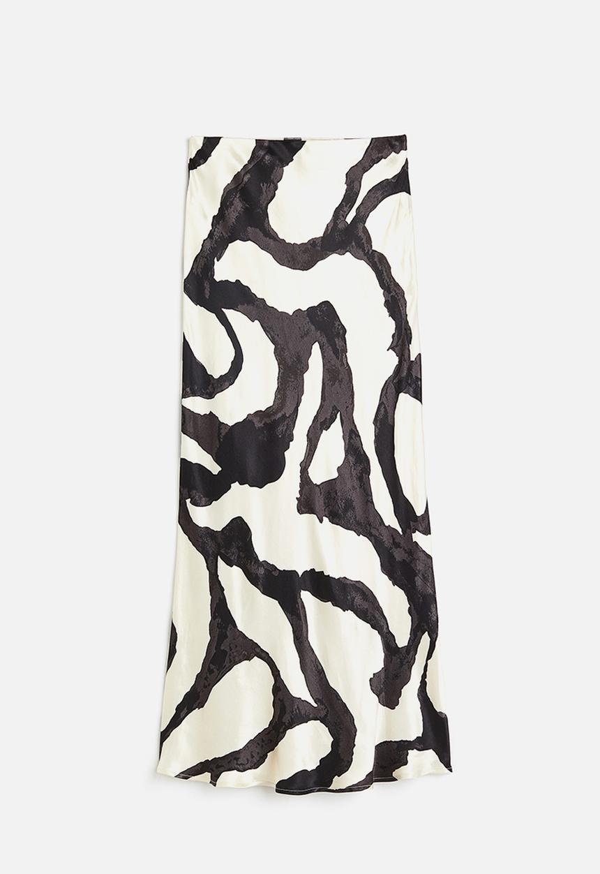 H&M - Satin skirt - cream/patterned
