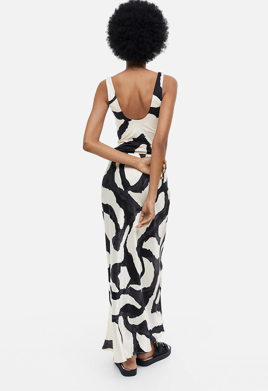 H&M - Satin skirt - cream/patterned