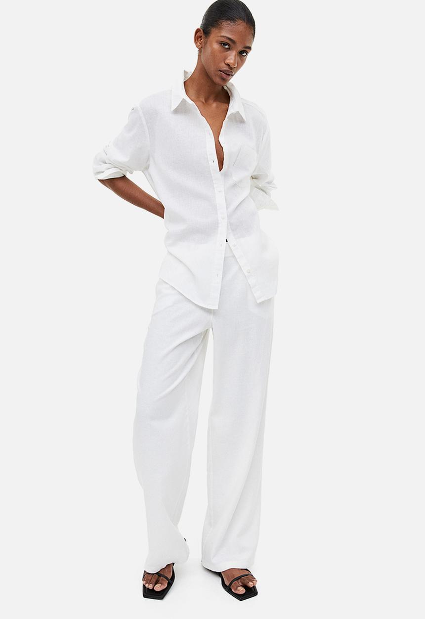 H&M - Linen-blend shirt - white