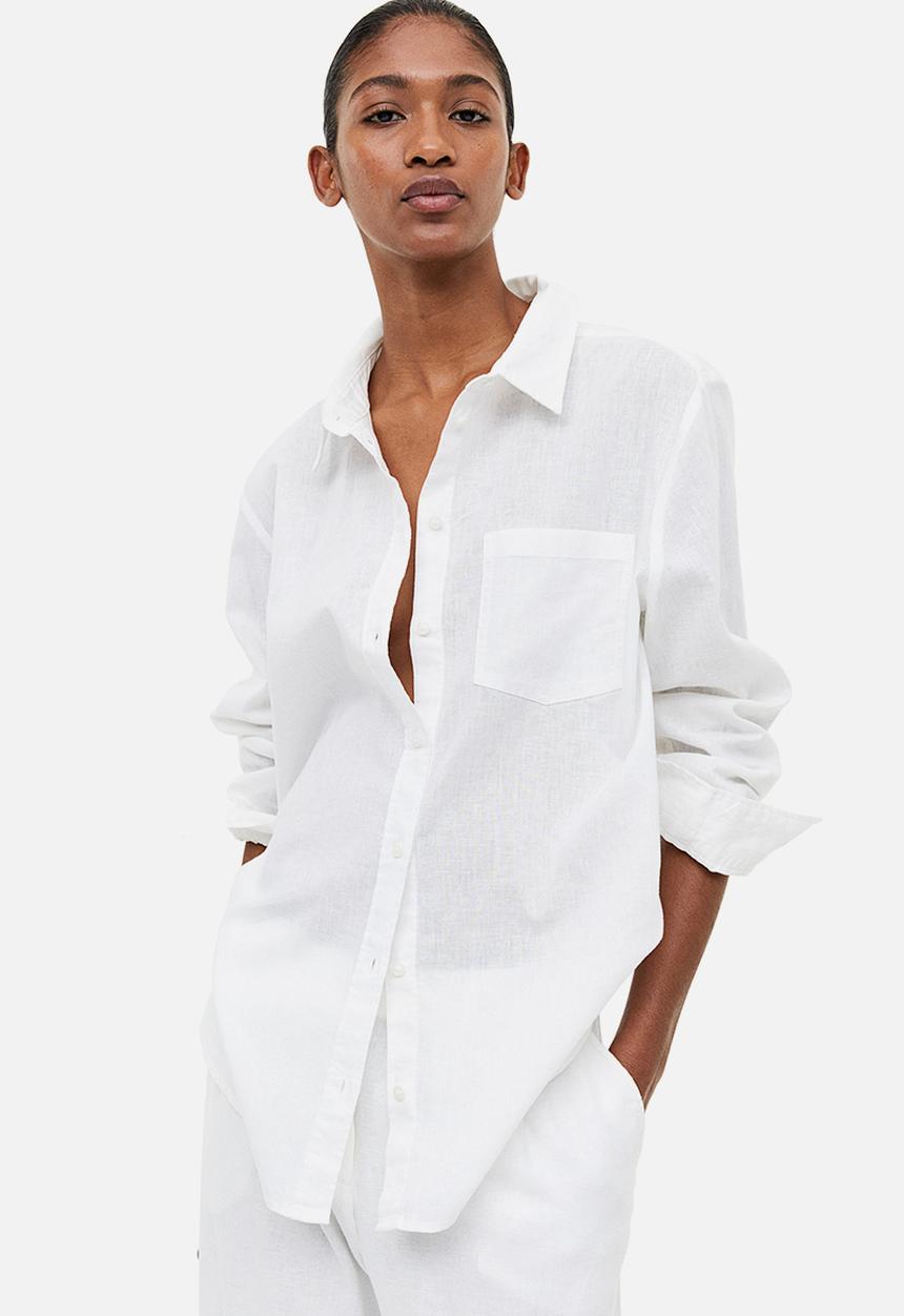 H&M - Linen-blend shirt - white