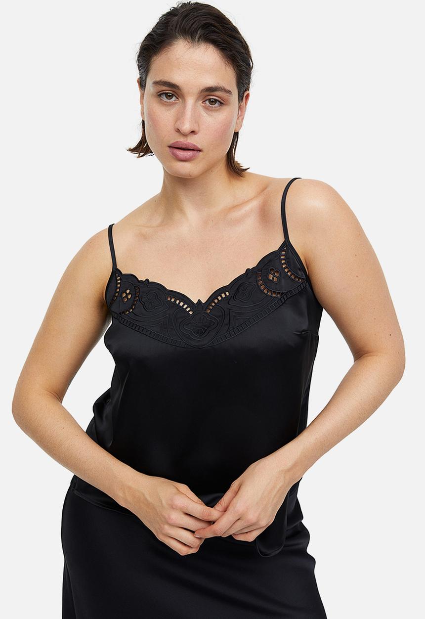 H&M - Lace-detail cami top - black