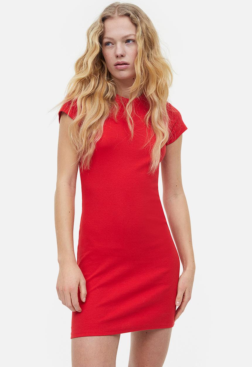H&M - Cotton bodycon dress - red