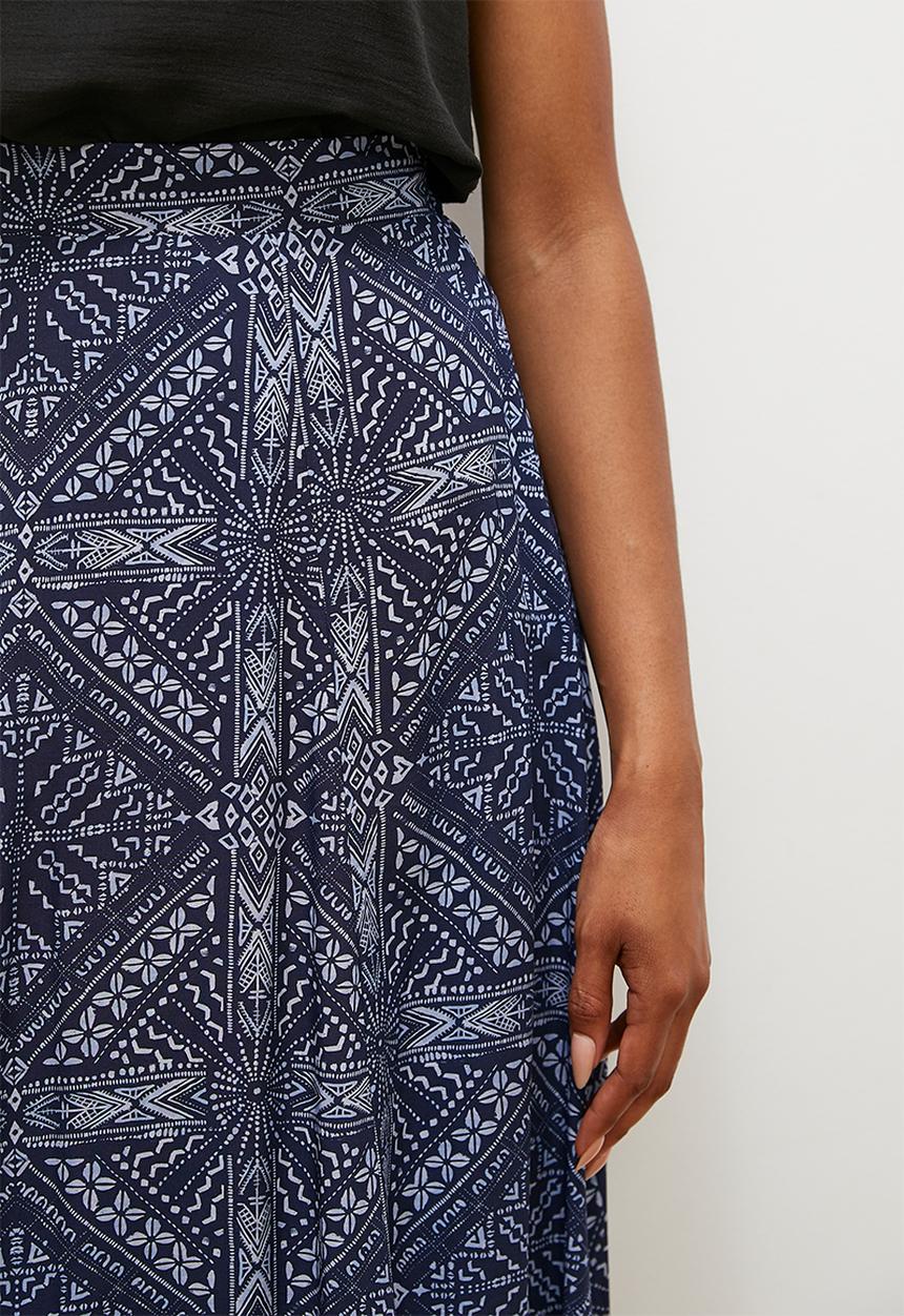 edit - Maxi skirt with slit - indigo boho craft