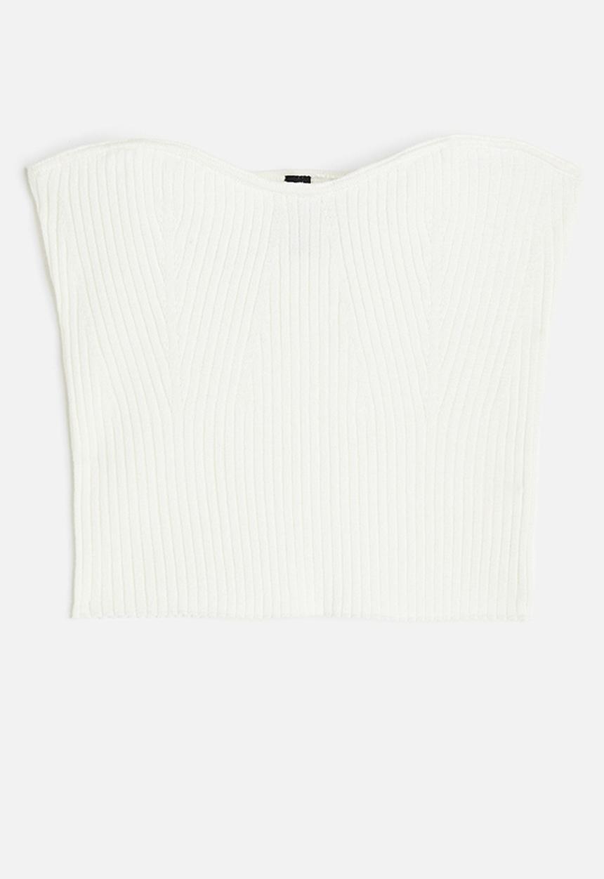 H&M - Rib-knit bandeau top - white