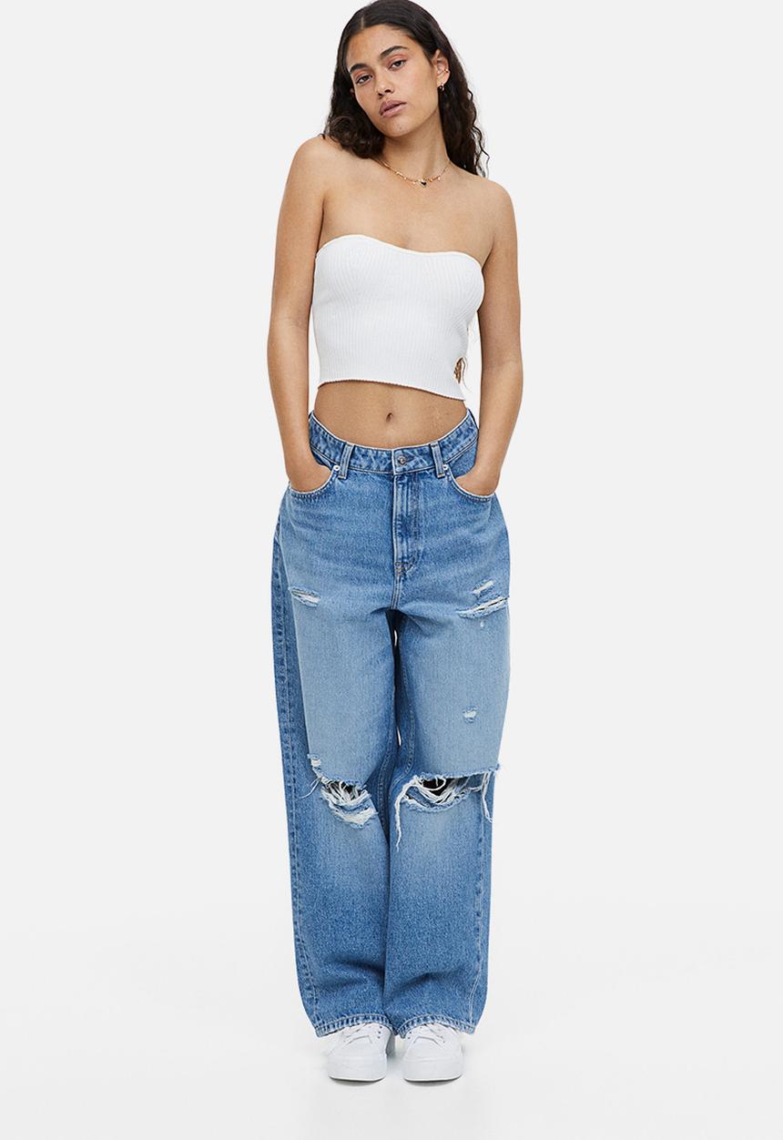 H&M - Rib-knit bandeau top - white