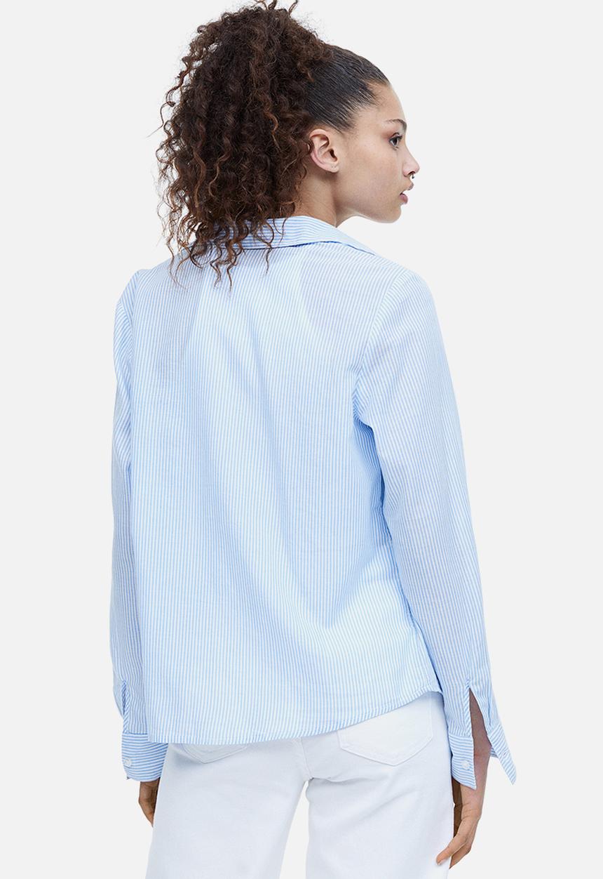 H&M - Cotton shirt - light blue/striped 