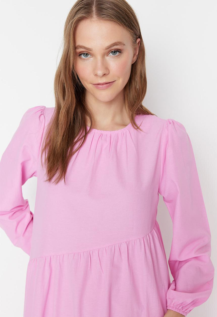 Trendyol - Modest assym tiered maxi dress - pink