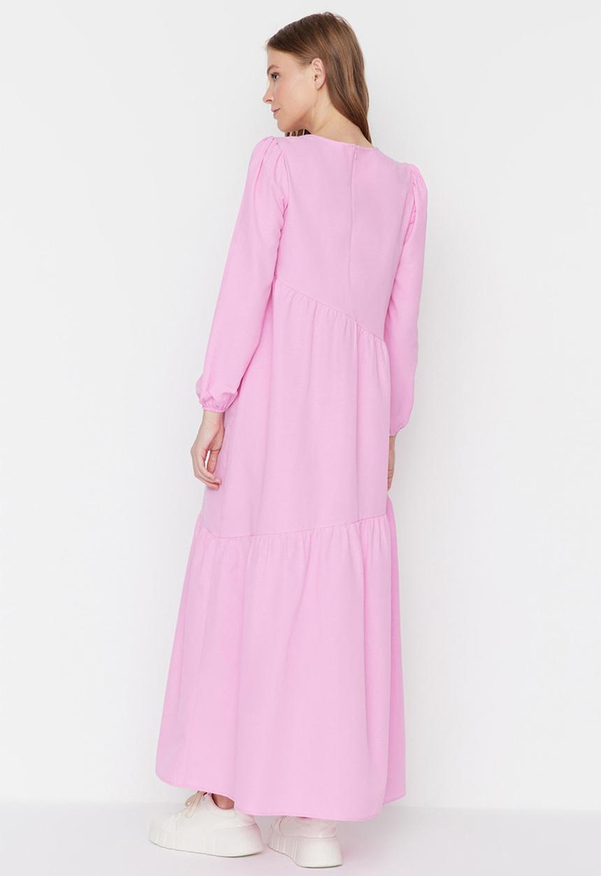 Trendyol - Modest assym tiered maxi dress - pink