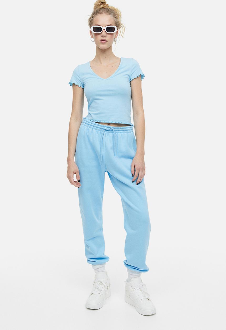 H&M - V-neck cropped top - light blue