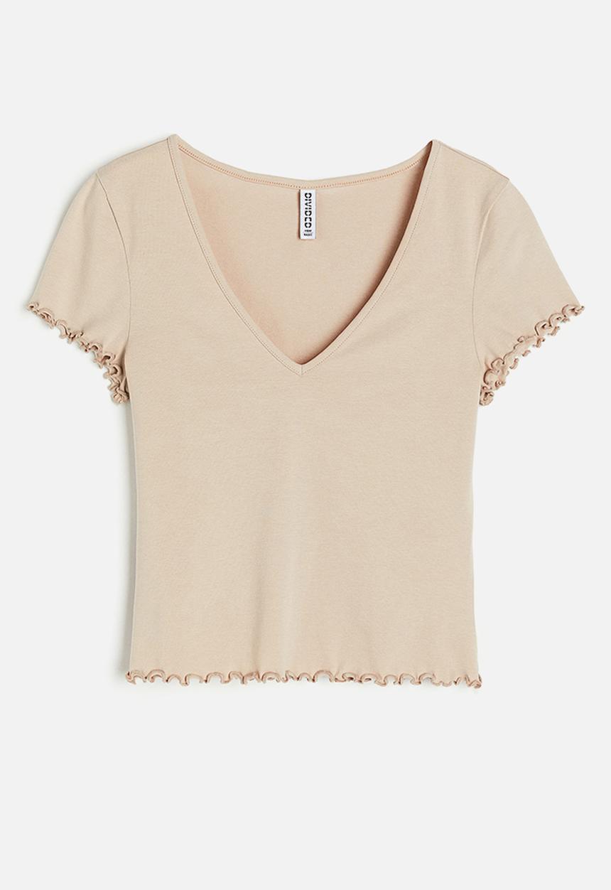 H&M - V-neck cropped top - beige